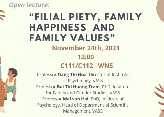 Open lecture: Filial Piety, Family Happiness and Family Values 24th Nov 2023